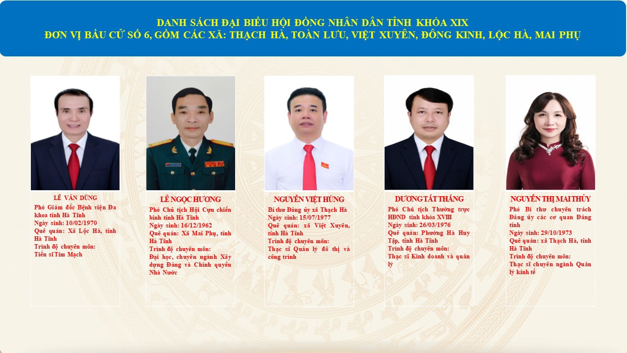 Danh sách những người trúng cử đại biểu Hội đồng nhân dân tỉnh khóa XIX, nhiệm kỳ 2026-2031 đơn vị bầu cử số 6